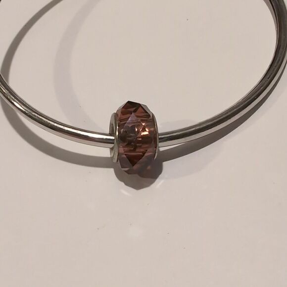 Silver Brown‎ Faceted Charm for Pandora Style Bracelet - Picture 1 of 3